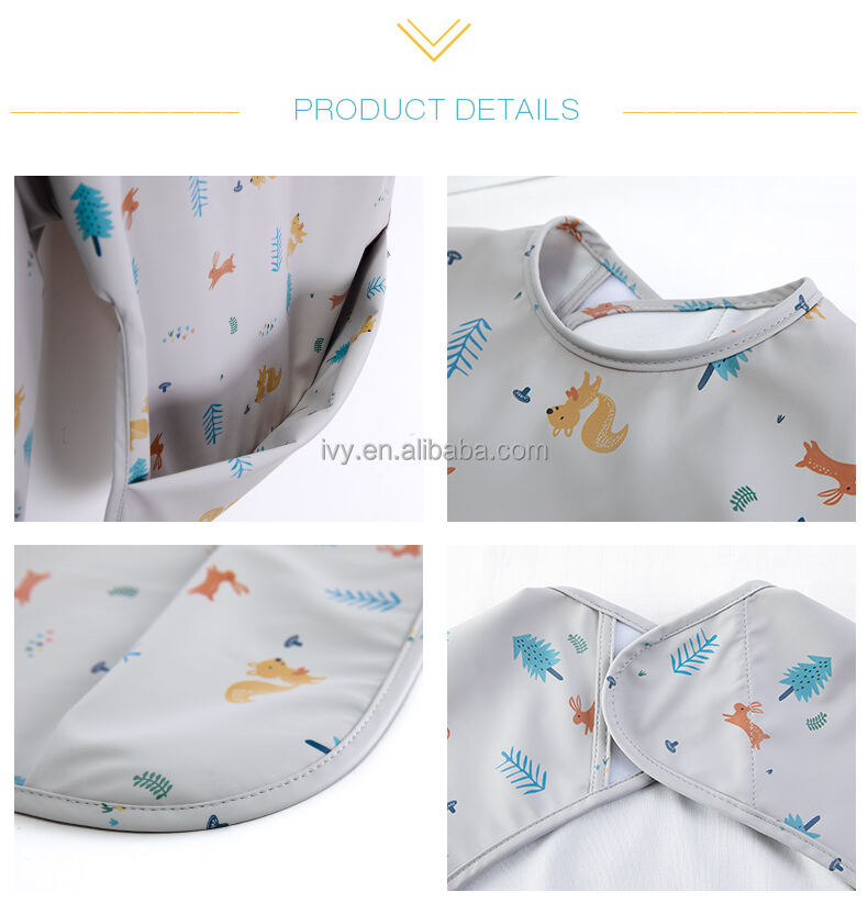 PU Waterproof Baby Long Sleeve Bibs Baby Apron Bib factory