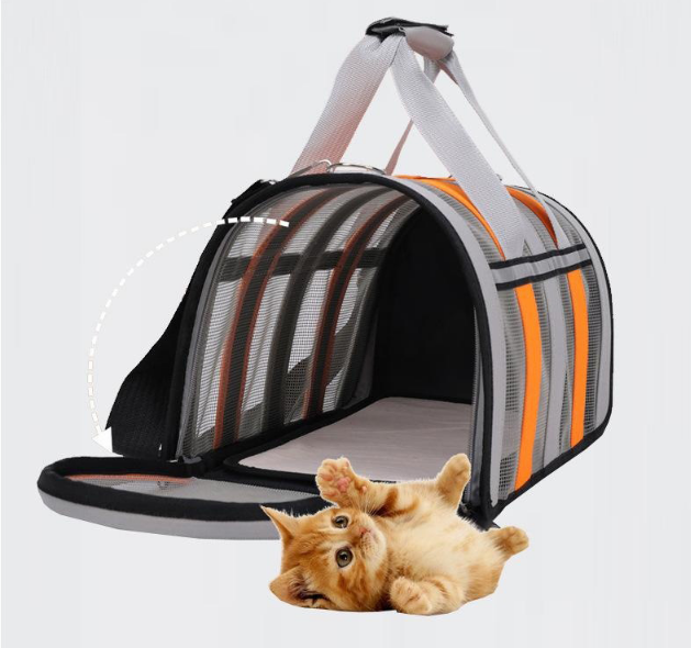 Customized Four Sides PC Mesh Window with Side Pocket for Pad Breathable Portable Pet Carrier Pet Travel Carrier Bag supplier