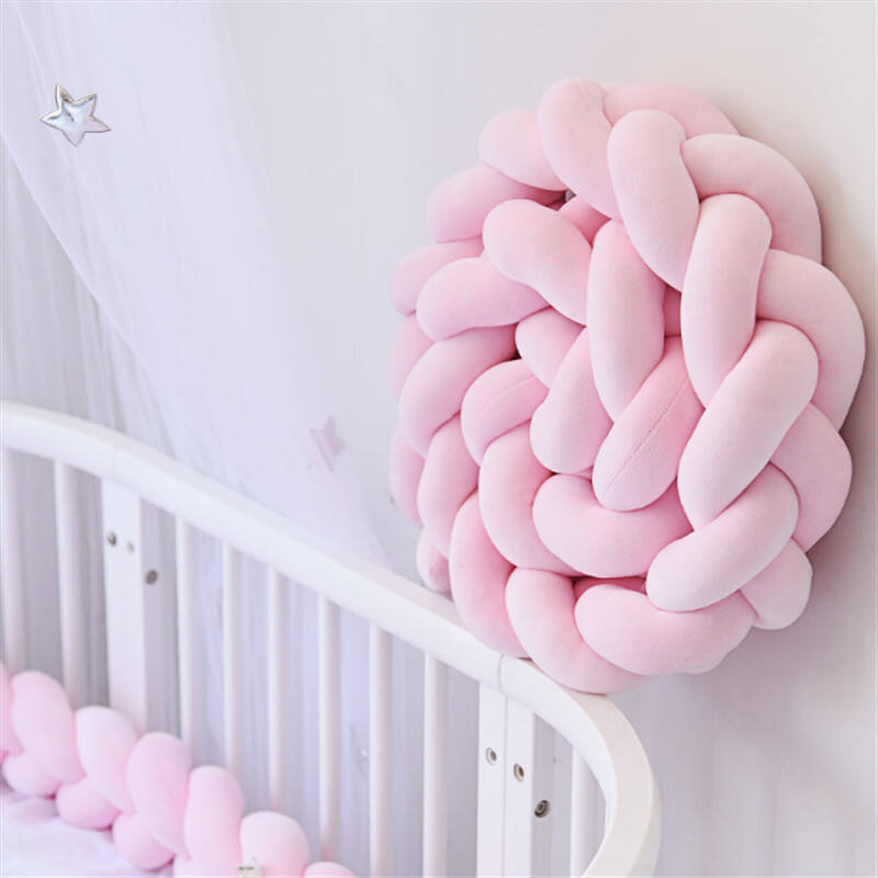 Baby braided bed crib bumper breathable knotted braided plush nursery 4 strands cradle bumper newborn crib soft pillow sleeping factory