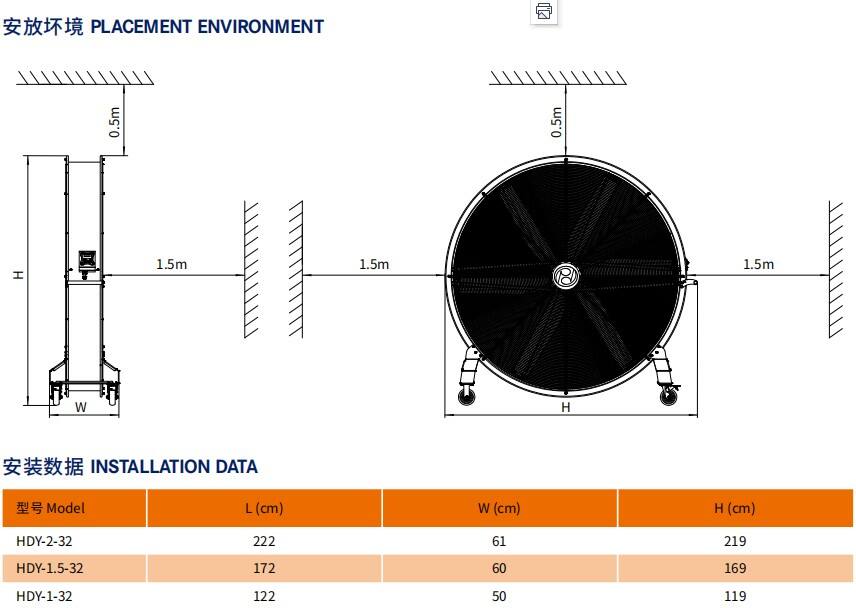 industrial 2m portable adjustable direction up and down type warehouse ventilation fans manufacture