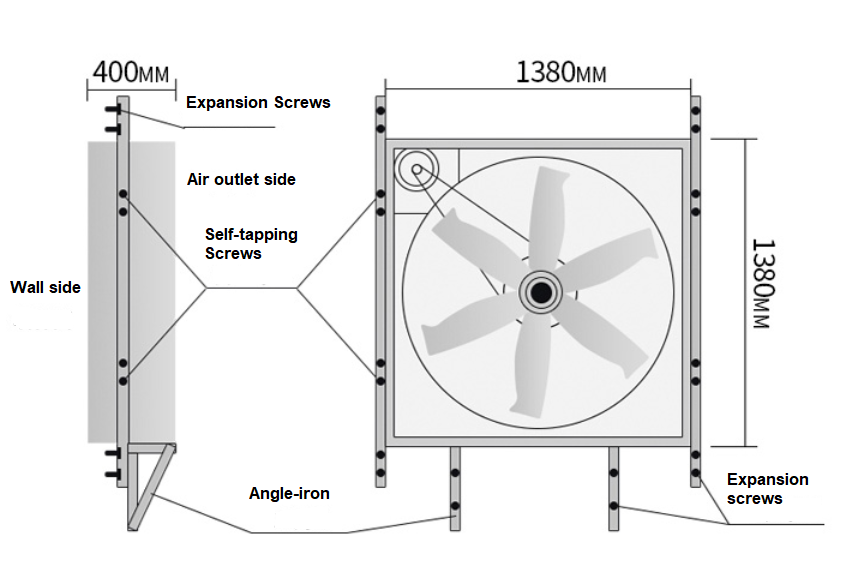 1380mm Wall mount dairy cow and poultry farm cooling fan factory exhaust fan workshop exhaust fan details