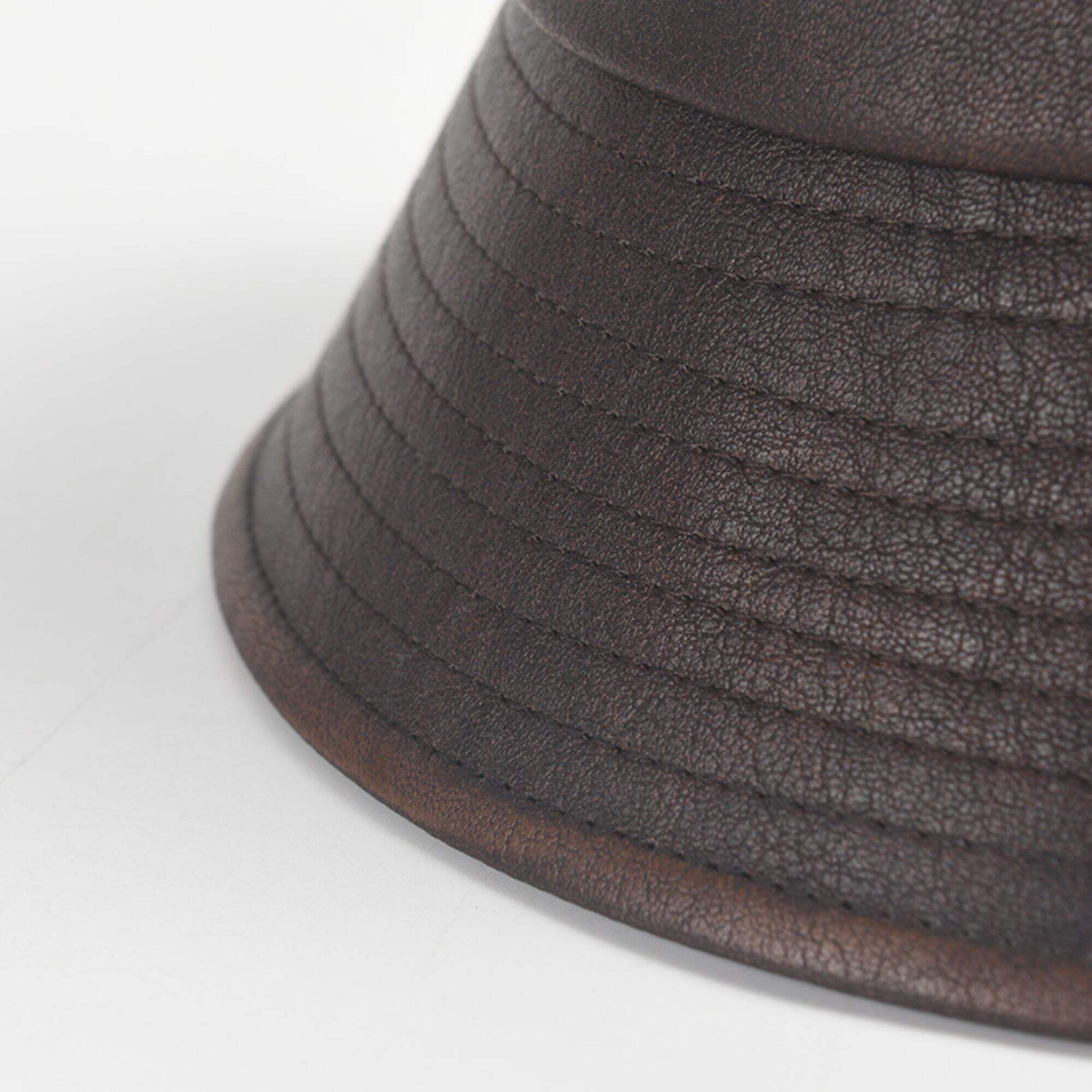 Make old washed PU leather bucket hat