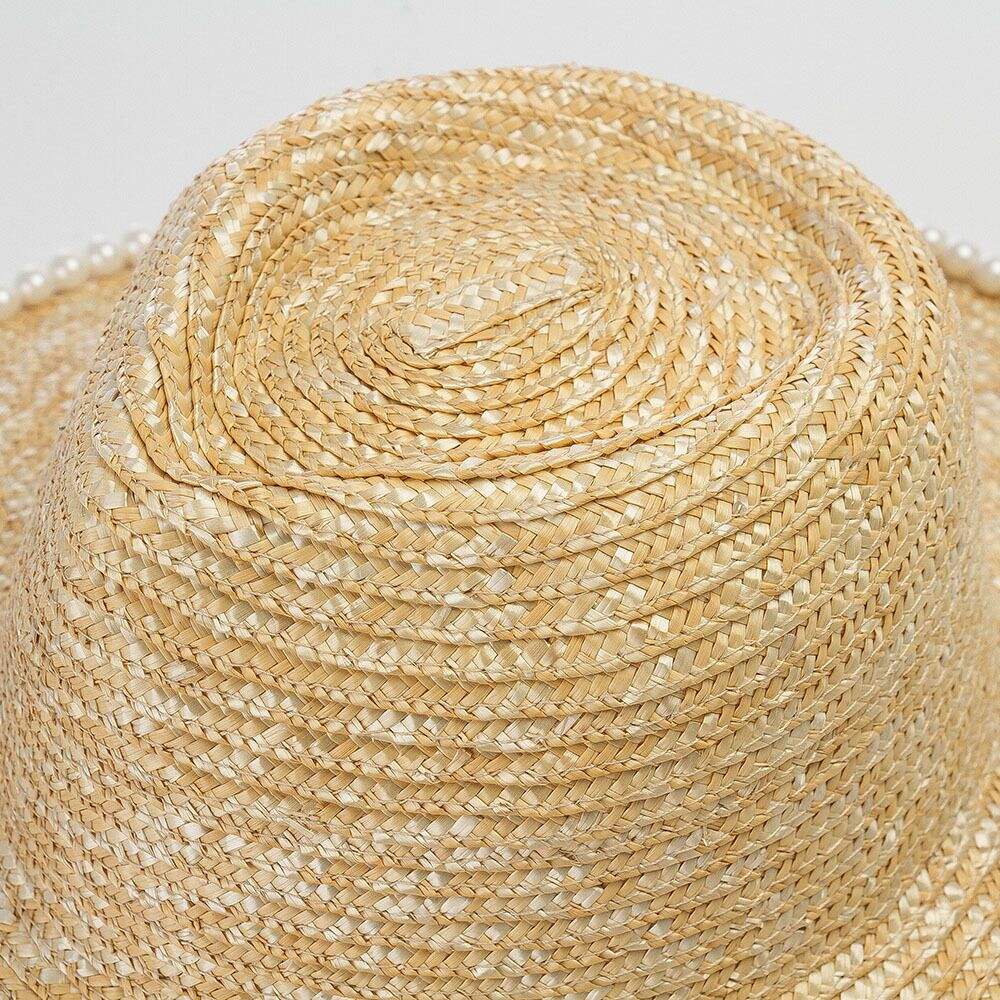 Jazz straw hat with pearl chain
