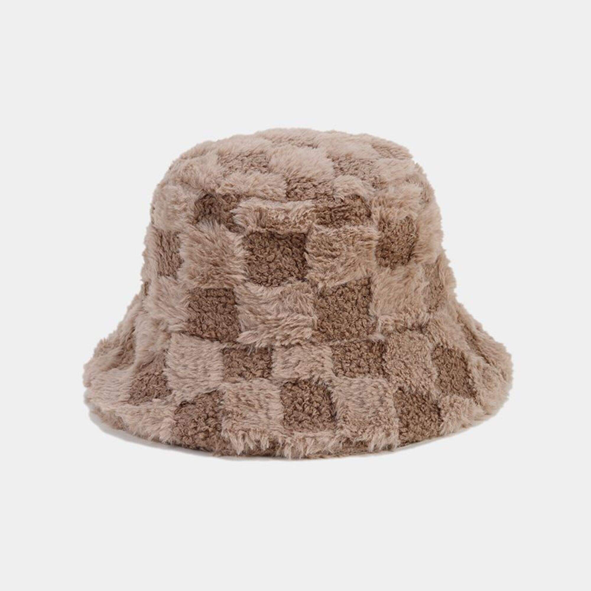 Solid color checked fisherman's hat