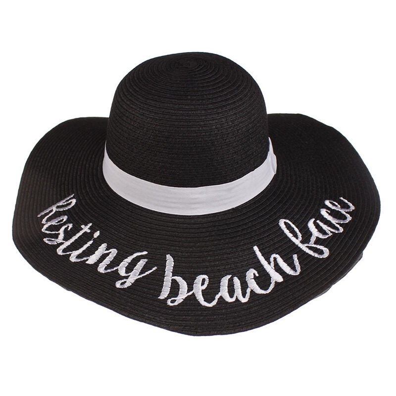 Letter embroidered straw hat