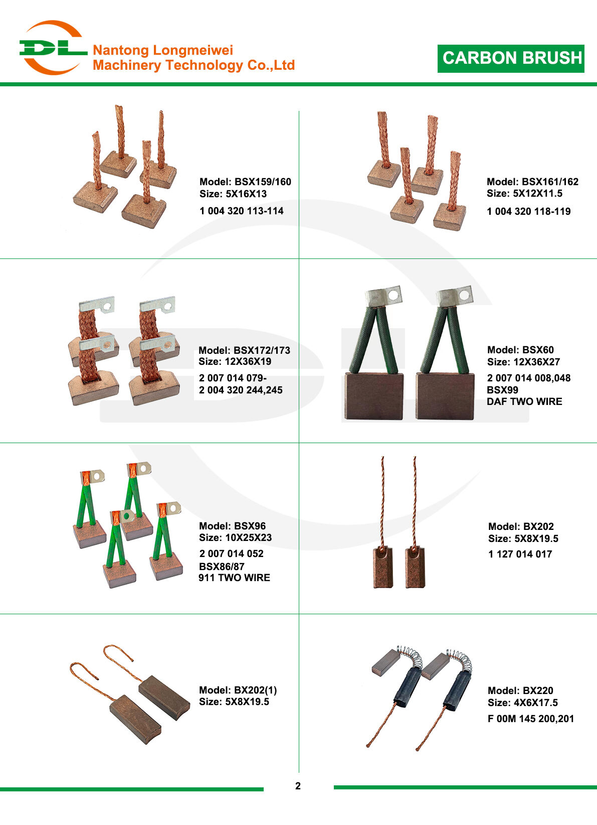 BX202 standard size motor alternator carbon brushes cheap price long life time for auto spare parts manufacture