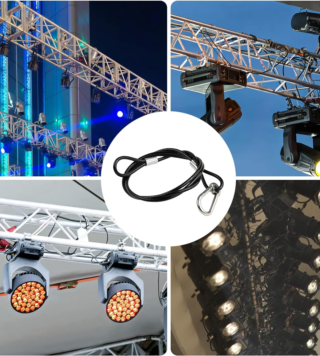 Lighting Safety Cables | Black Stage Light Safety Cables