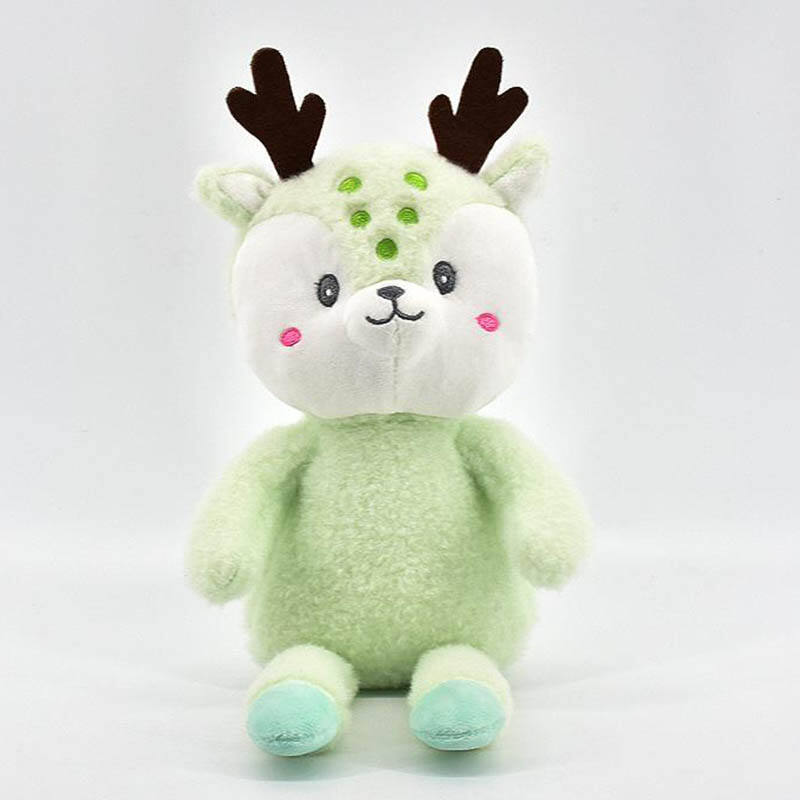 Custom Kawaii 100% PP Cotton Colorful Reindeer Electric Embroidery Face Design Stuffed Animal Plush Toy for Christmas Gift