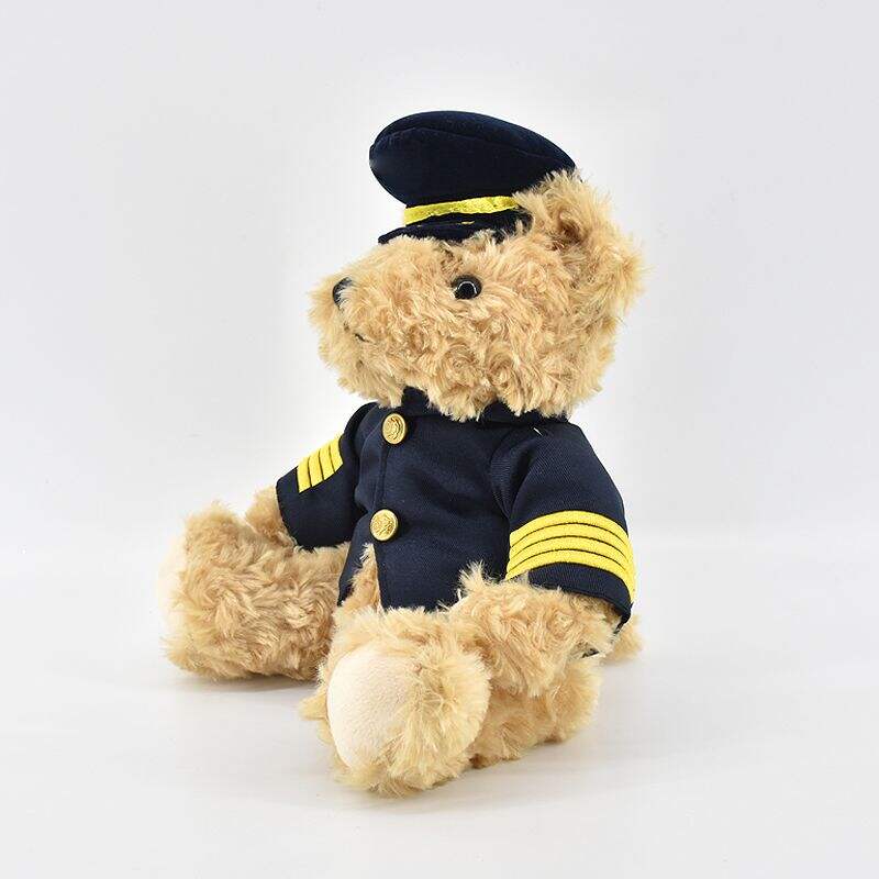 25cm Cute Pilot Teddy Bear 10Inch Captain Bear Doll Kids Baby Stuffed Animal Uniform Plush Toy For Birthday Gift