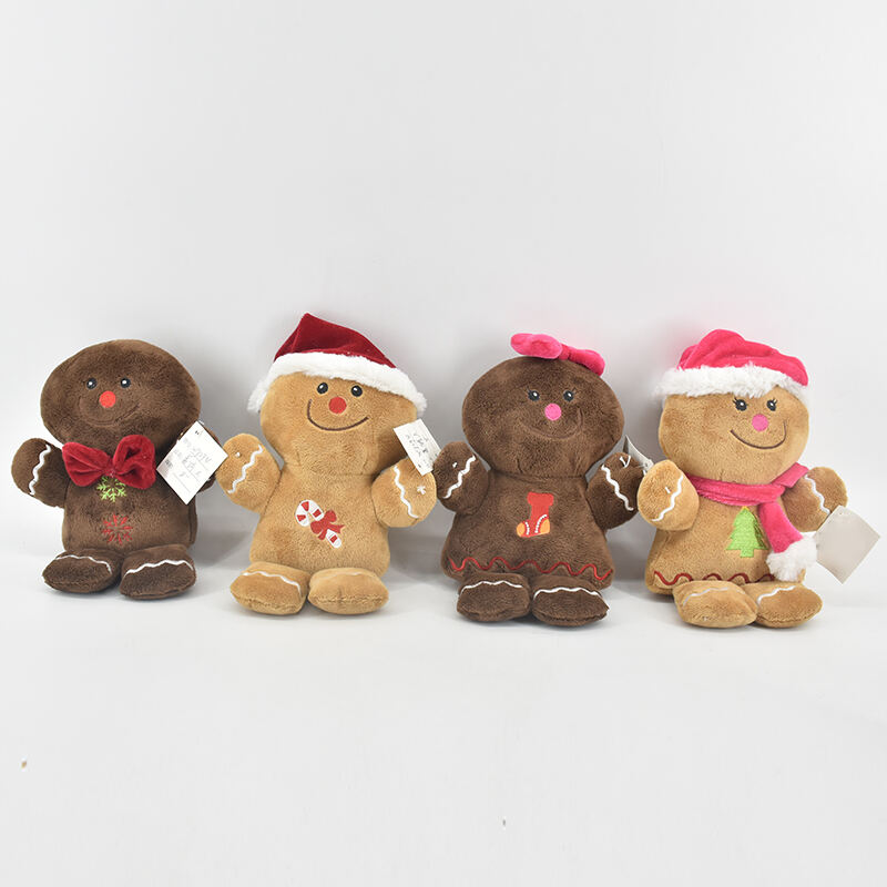 Christmas Gift Gingerbread Man Plush Toys Sitting Standing Retractable Cartoon Doll Soft Stuffed Animal Plush Toys for Home Décor