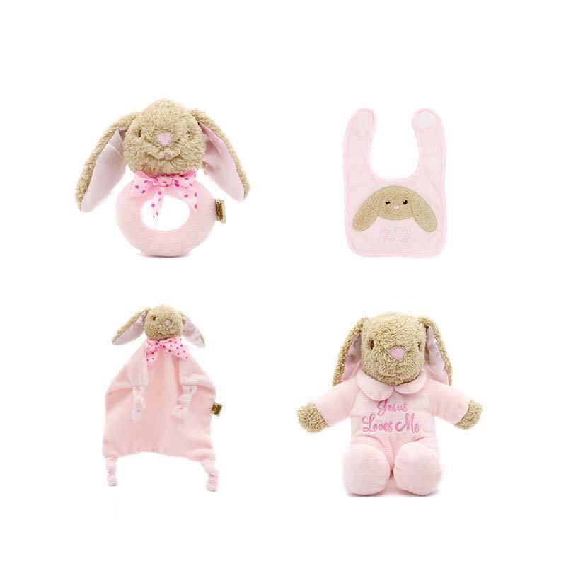 Baby Toy Skin-friendly Bite Soothing Towel Saliva Towel Singing Soothing Doll Hand Rattle 4pcs Plush Toys