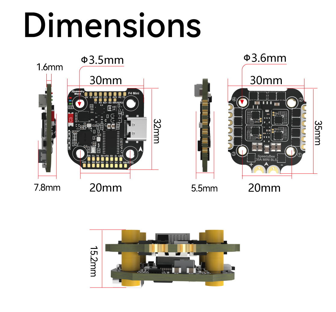 Speedybee F405 Mini Flight Tower F405 Mini Flight Control Bls 35a 4-in-1 Electric 20x20 factory