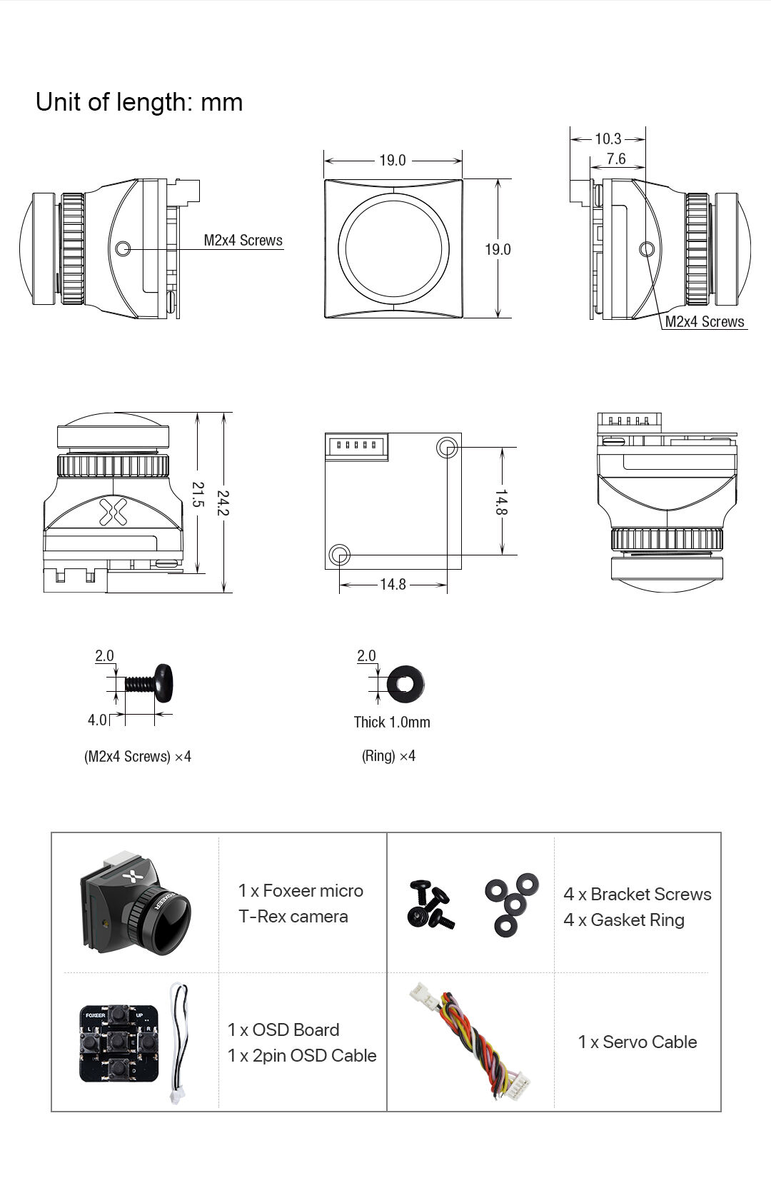 T-rex Mini 1500tvl 6ms Low Latency Cmos 2mp 4:3/16:9 Pal/ntsc Switchable Super Wdr Fpv Camera For Fpv Racing Drones supplier