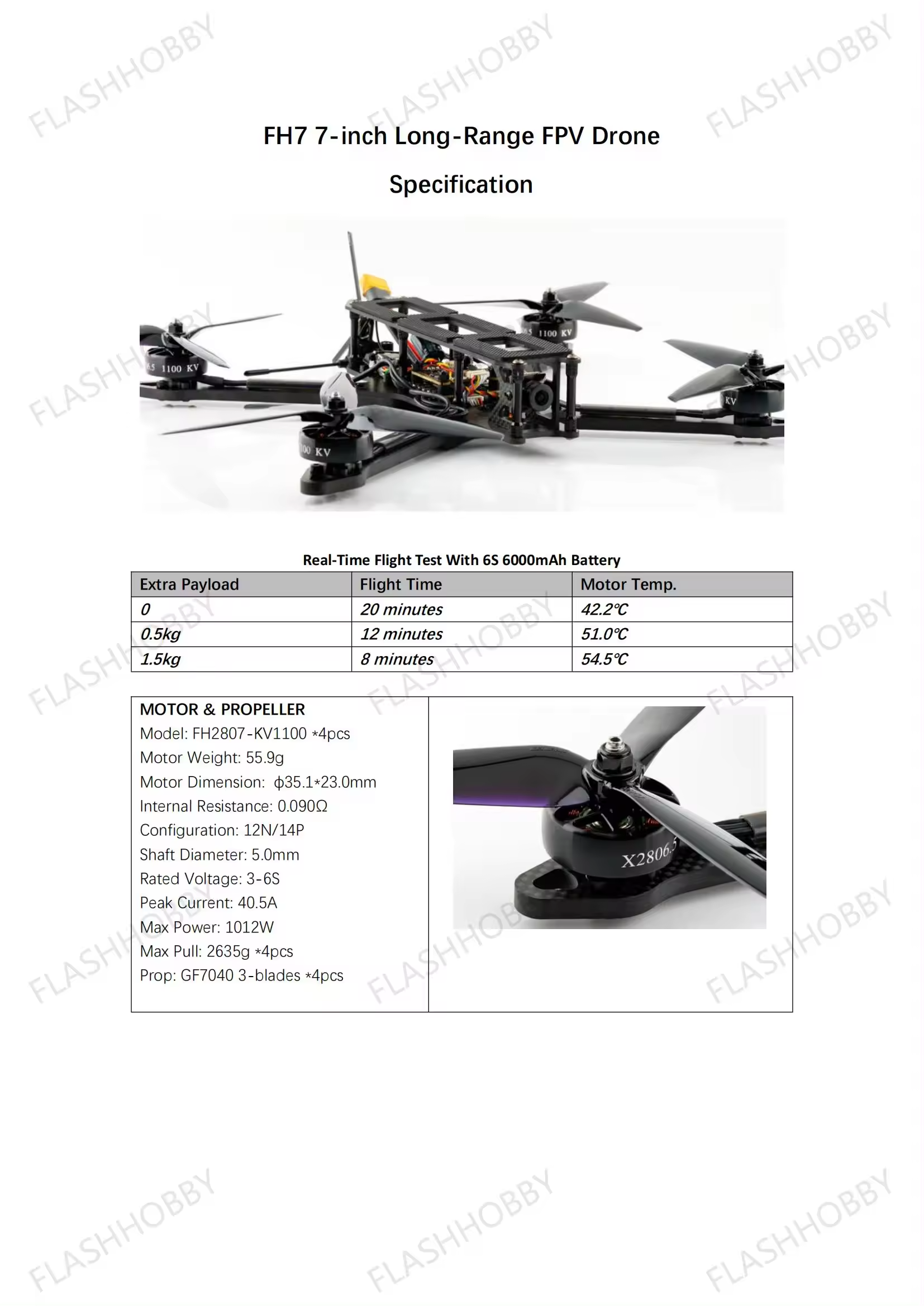 Flash Hobby 295mm 7 Inch Fpv Racing Drone Frame 2807 F405 Flight Controller Kit And 1300kv Drone Motor For Rc Fpv Racing Drone supplier