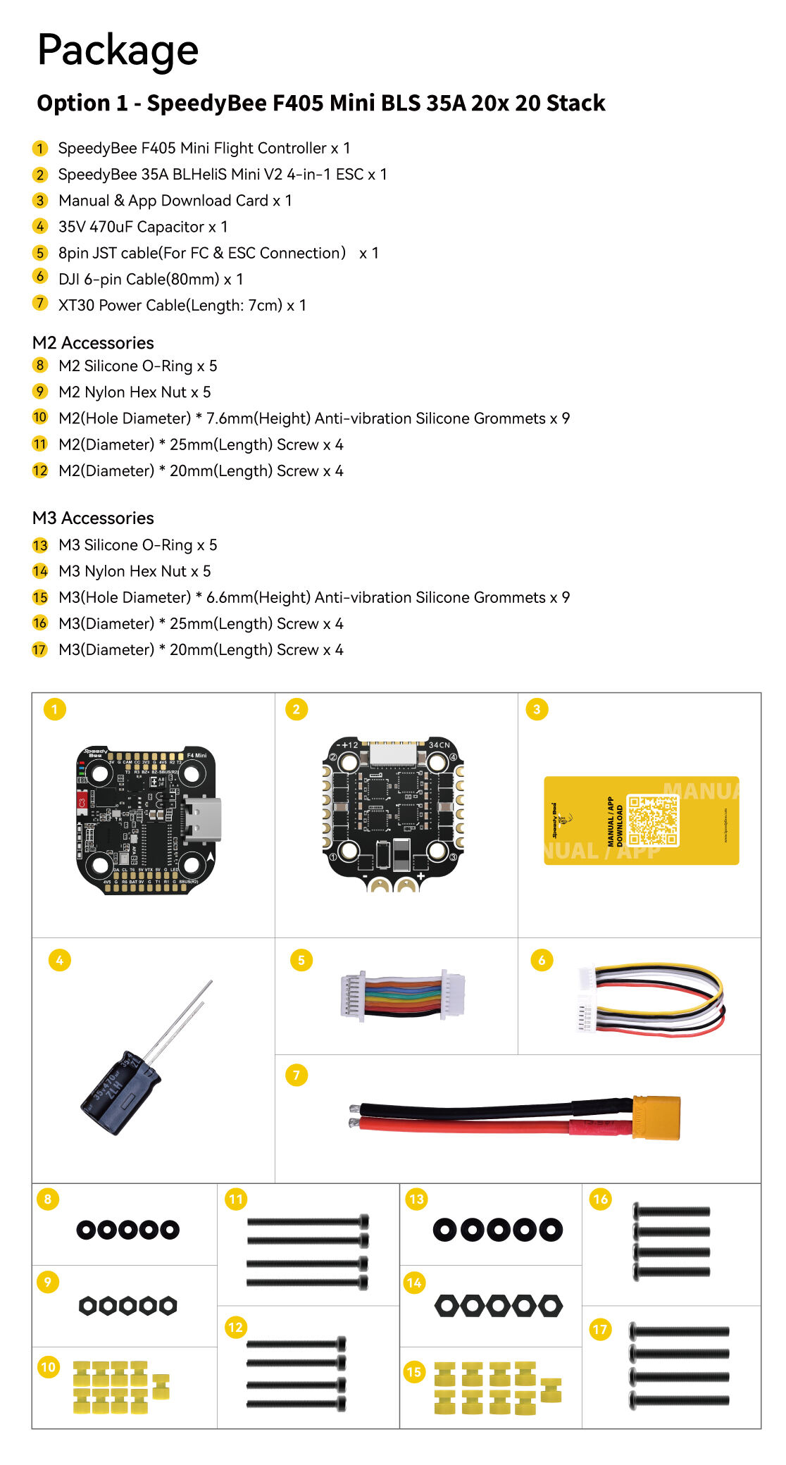 Speedybee F405 Mini Flight Tower F405 Mini Flight Control Bls 35a 4-in-1 Electric 20x20 details