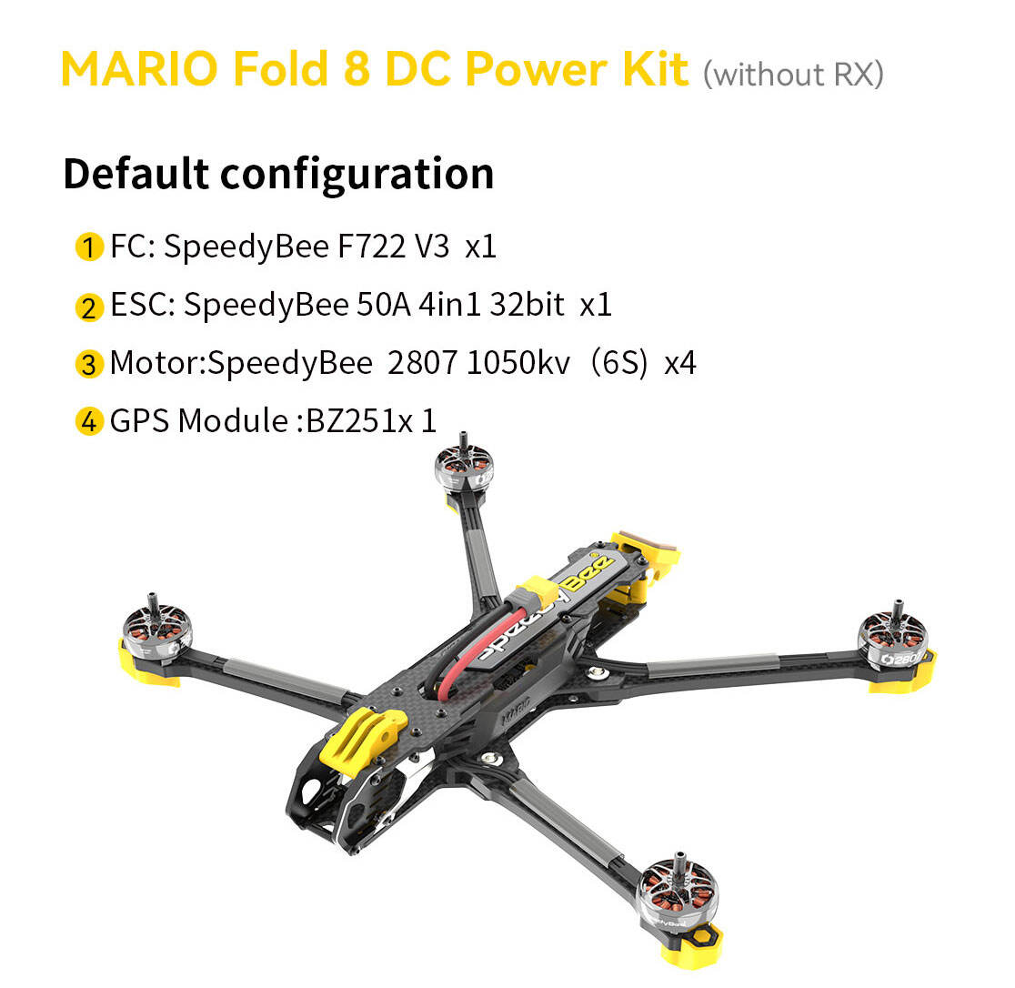 Mario Fold 8 Dc 360mm Long Range Analog Hd Uav Frame Kit 8inch Fpv Frame O3 Air Unit/vista Vtx Fpv Racing Freestyle постачальник