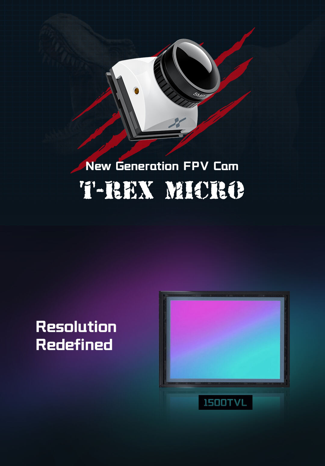 T-rex Mini 1500tvl 6ms Low Latency Cmos 2mp 4:3/16:9 Pal/ntsc Switchable Super Wdr Fpv Camera For Fpv Racing Drones supplier