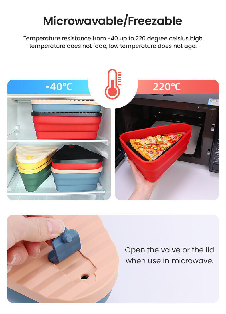 BPA Free Reusable Foldable Silicone Food Container Pizza Slice Box supplier