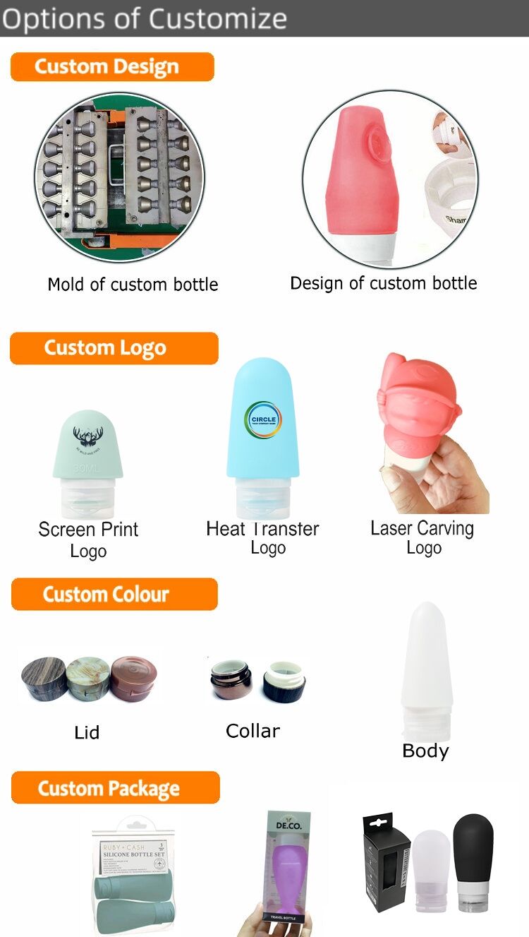 Portable 1oz 30/60/90ml Silicone Squeeze Travel Bottles For Cream manufacture