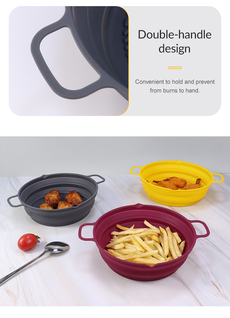 7.5 Inch Heat-resistant Foldable Round Silicone Air Fryer Liners Pot factory