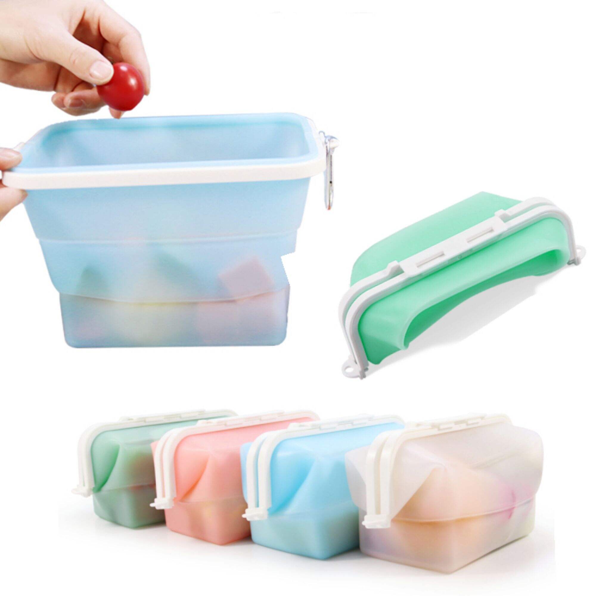 Reusable Silicone Foldable Food Storage Bag for Travel Fruit Snack Vegetable...