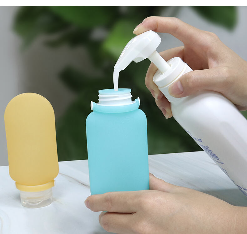 60ml 90ml Reusable Leakproof Squeeze Silicone Travel Bottle Set details