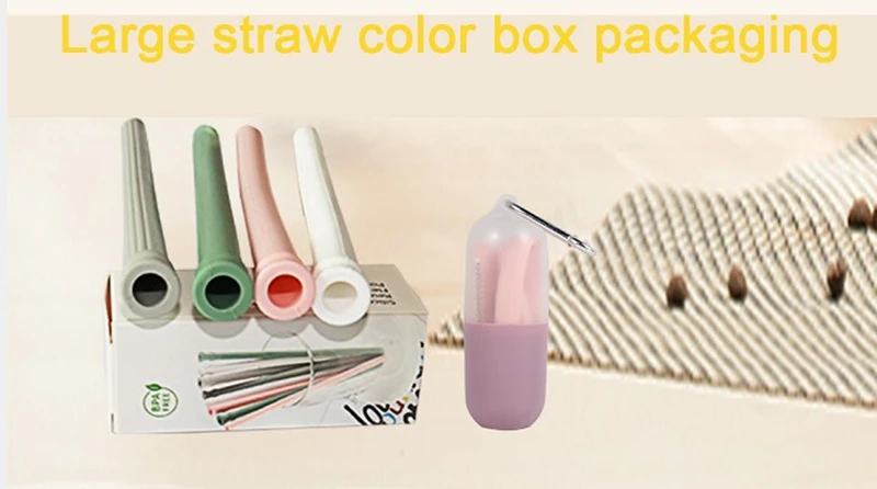 Reusable Silicone Foldable Drinking Straws Set with Case details