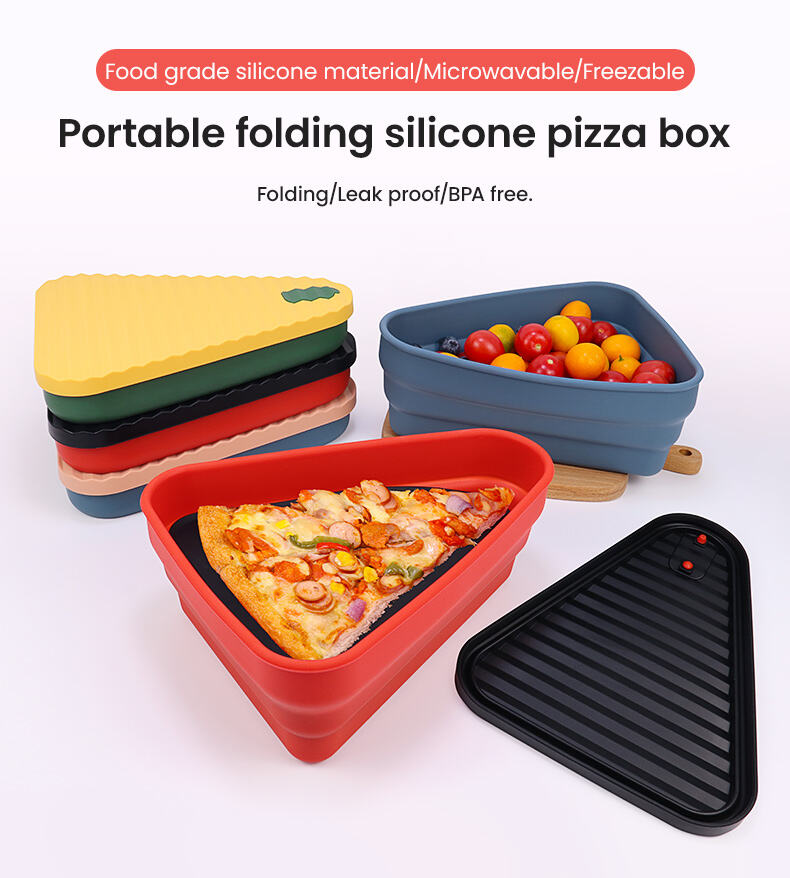 BPA Free Reusable Foldable Silicone Food Container Pizza Slice Box manufacture