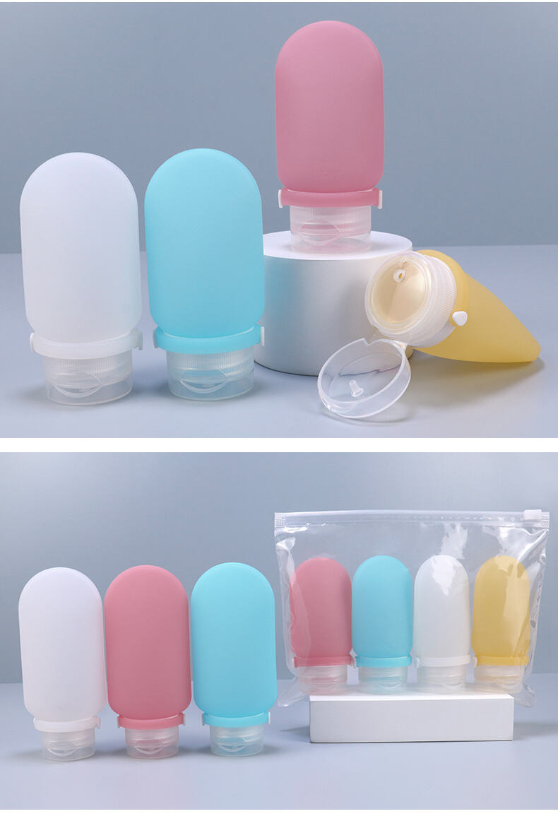 60ml 90ml Reusable Leakproof Squeeze Silicone Travel Bottle Set manufacture