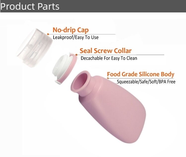 Leakproof Refillable Squeeze Silicone Travel Size Bottle details