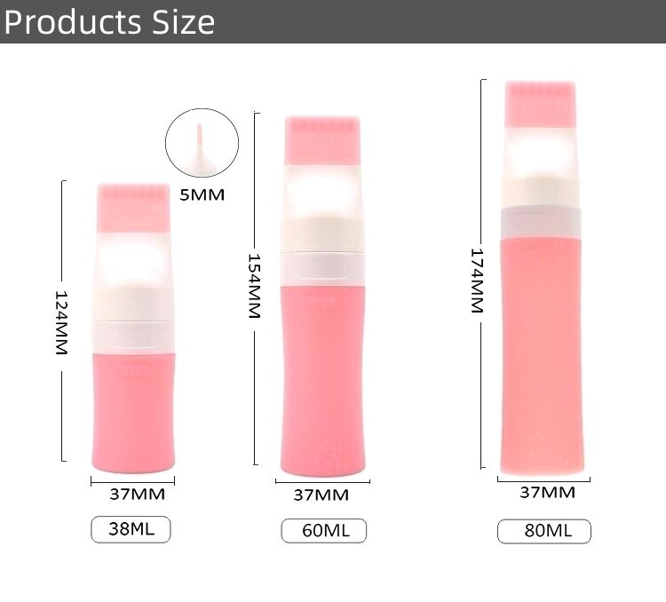 Squeeze Soft Silicone Shampoo Travel Bottle With Hair Dry Brush Head supplier