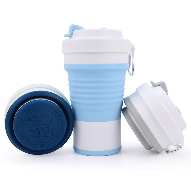Large 750ml 25oz Silicone Foldable Travel Water Cup Coffee Mugs