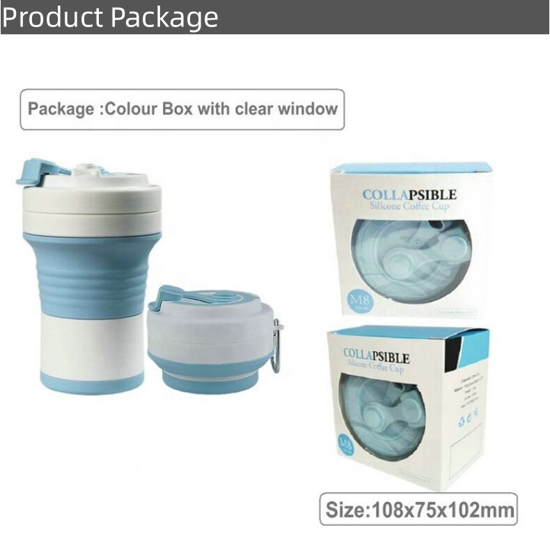 550ml Reusable Silicone Folding Cups with Lid for Travel Giveaways details