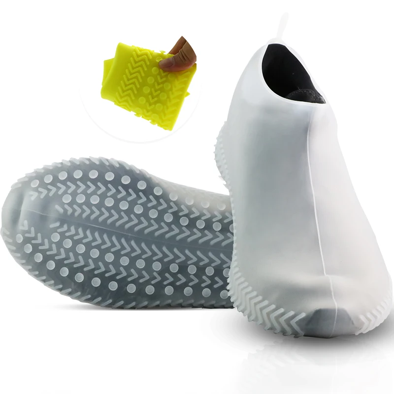 Clear Rain Boot Anti Slip Rainy Reusable Rubber Silicone Shoe Cover