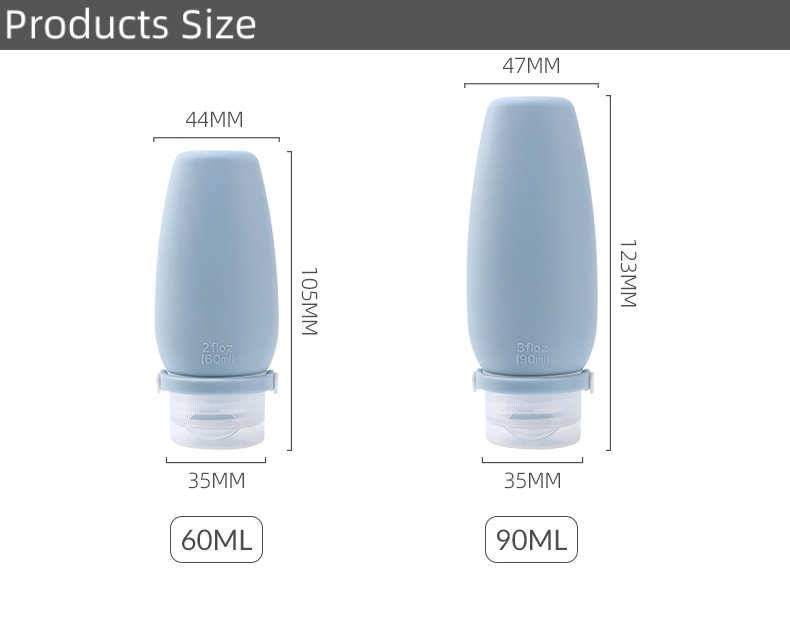 60ml/90ml Leak Proof Refillable Squeezable Container Silicone Travel Bottles factory