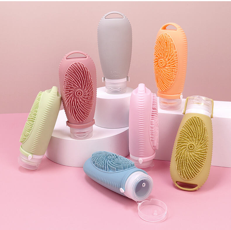 New Design 100ML Reusable Travel Silicone Bottle with Silicon Brush manufacture