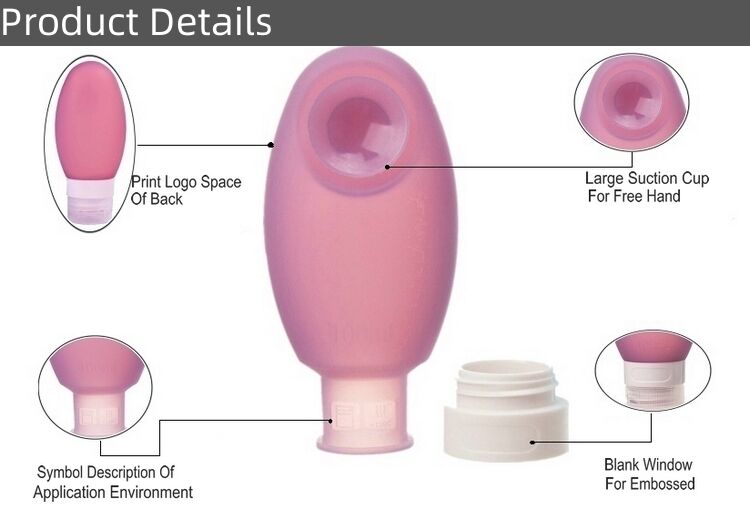 100ml Reusable Squeezable Silicone Travel Bottle With Suction Cup details