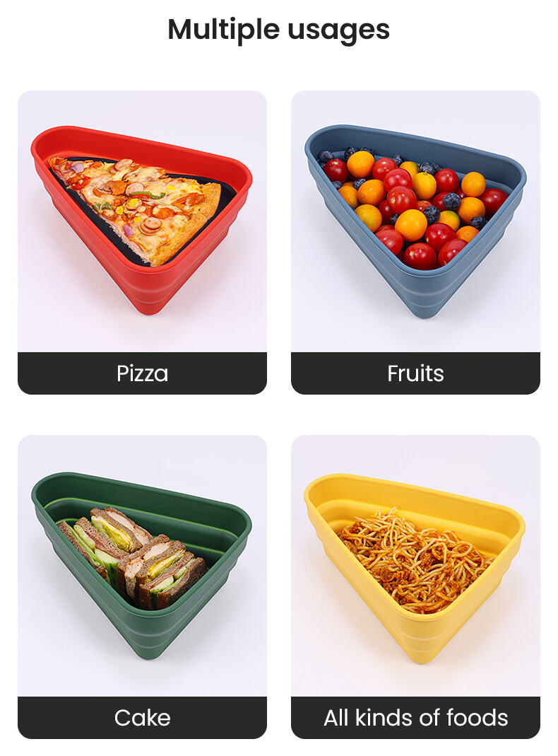 BPA Free Reusable Foldable Silicone Food Container Pizza Slice Box supplier