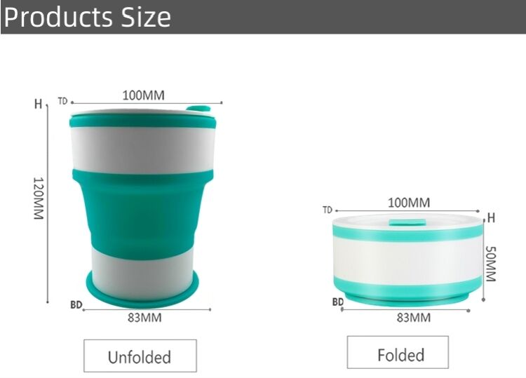 550ml Silicone Foldable Coffee Mugs With Lid And Straw details