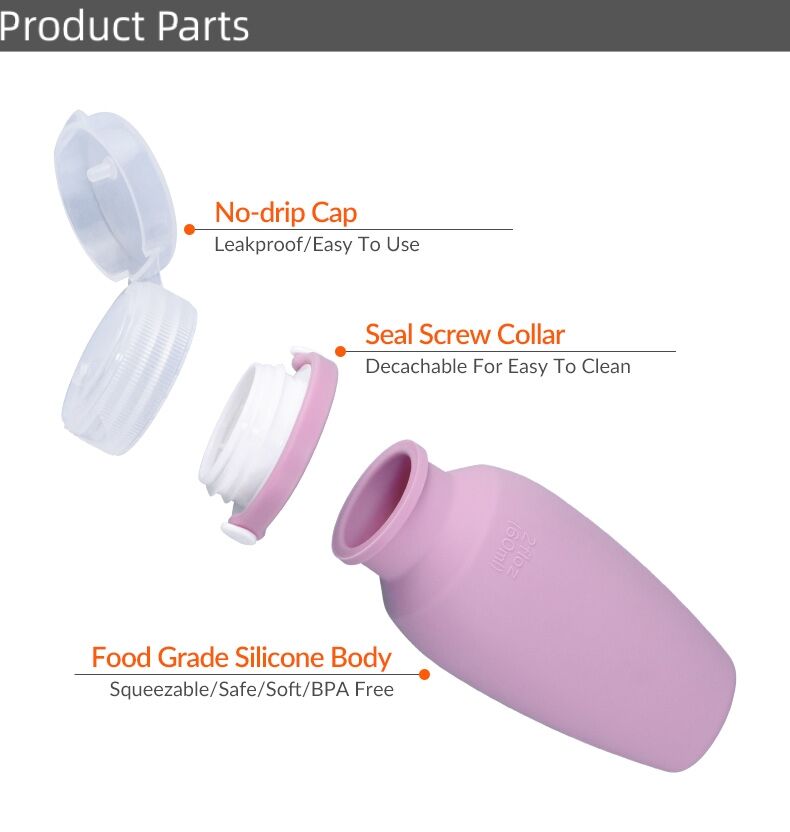 60ml/90ml Leak Proof Refillable Squeezable Container Silicone Travel Bottles details