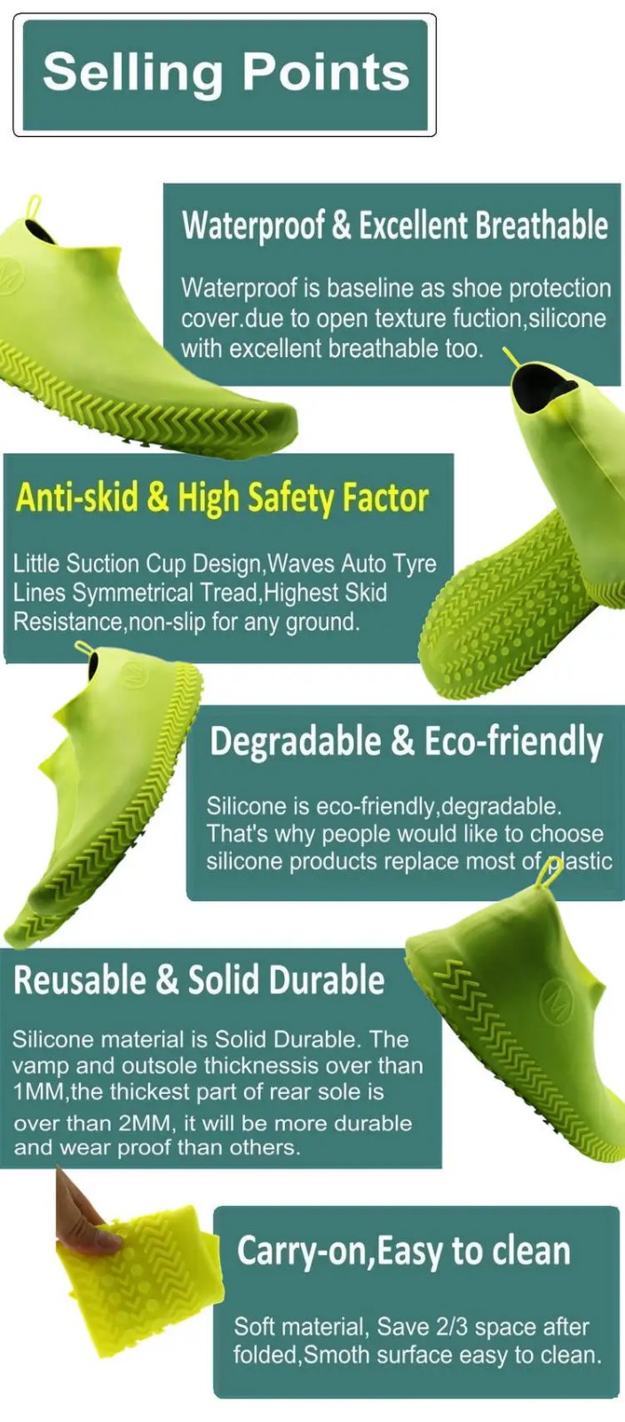 Reusable Eco Friendly Non Slip Waterproof Shoe Cover manufacture