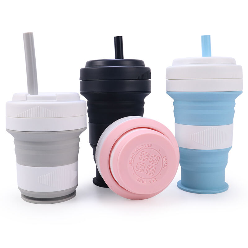 BPA Free Silicone Folding Drinking Cup Coffee Mug 550ml 20oz details