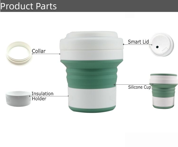 Reusable Silicone Collapsible Cup 450ml With Lid And Straw factory