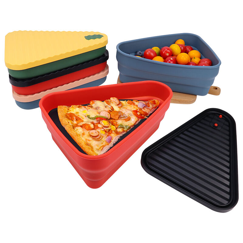 BPA Free Reusable Foldable Silicone Food Container Pizza Slice Box