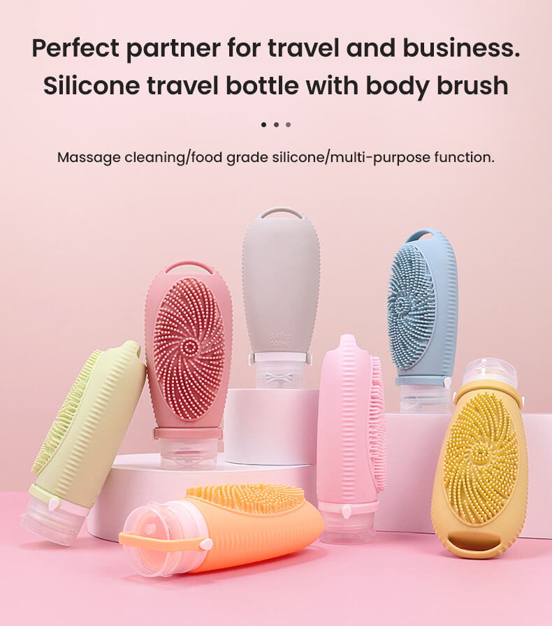 New Design 100ML Reusable Travel Silicone Bottle with Silicon Brush details