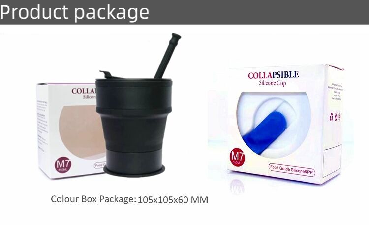 550ml Silicone Foldable Coffee Mugs With Lid And Straw supplier