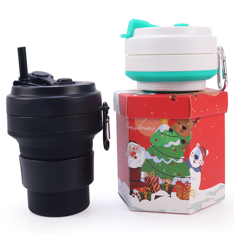 Top Sale Black Green Silicone Foldable Travel Coffee Cup Mugs 350ml