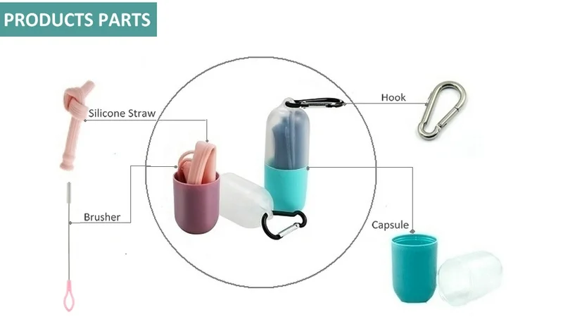 Reusable Silicone Foldable Drinking Straws Set with Case manufacture