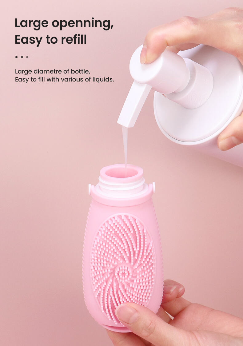 New Design 100ML Reusable Travel Silicone Bottle with Silicon Brush details