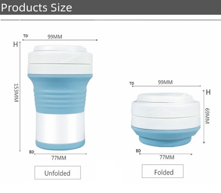 550ml Silicone Folding Coffee Mugs Cola Water Cup With Lid And Straw manufacture